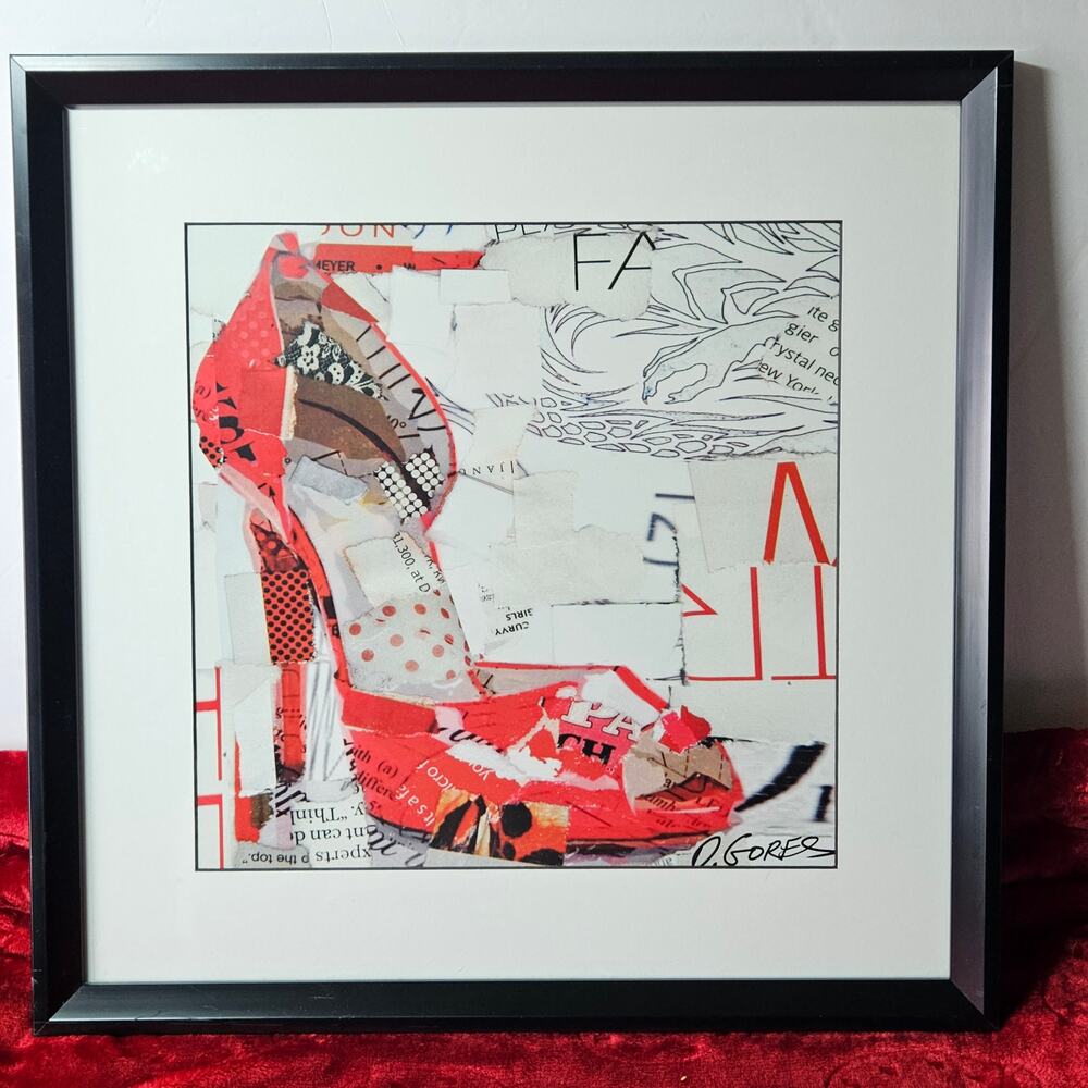 Derek Gores Framed Collage Art - Red High Heel Stiletto